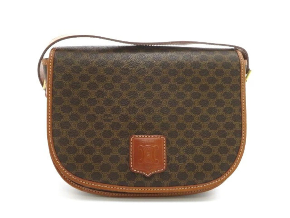 Celine shoulder bag canvas Macadam brown
